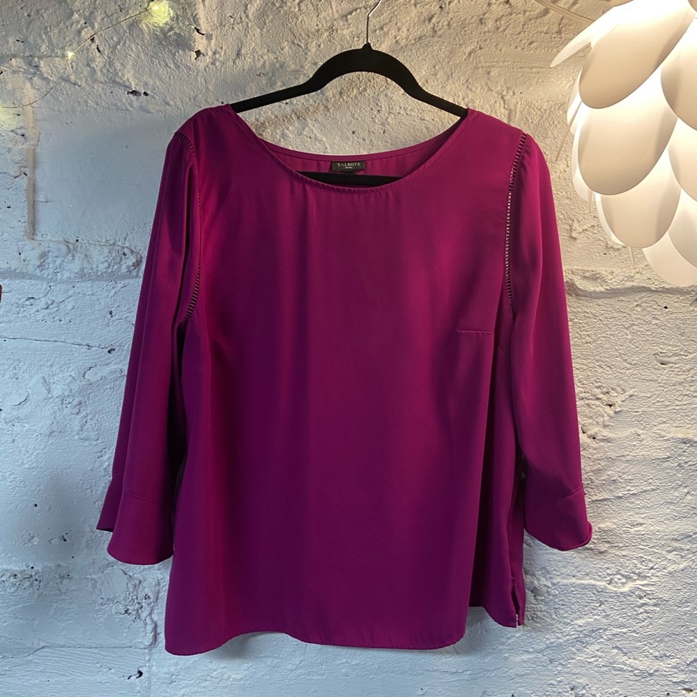 Talbots | Petite Magenta Bell Sleeve Blouse